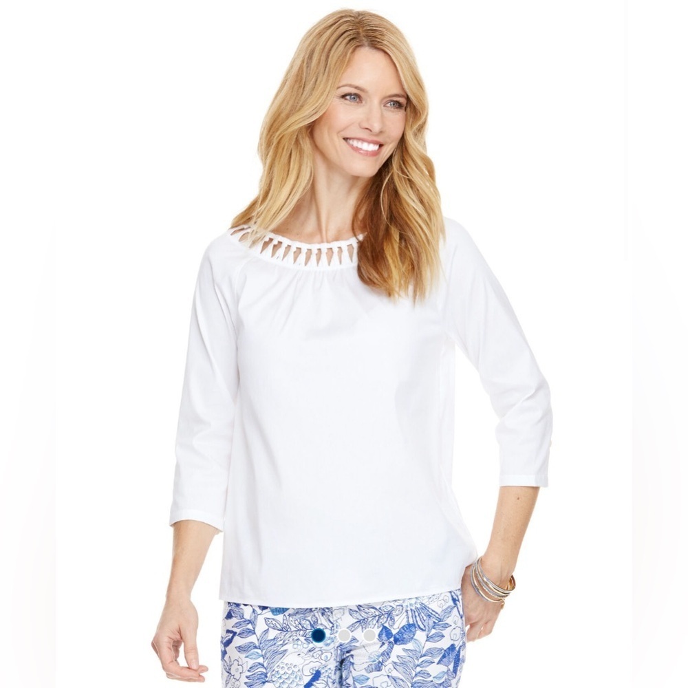 Vineyard Vines Poplin Basket Weave Top, Size 4‎